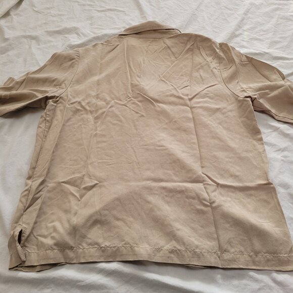 Appleseeds Tencel Beige Blazer Jacket Iridescent Buttons Patch Pockets Collar - Picture 9 of 13